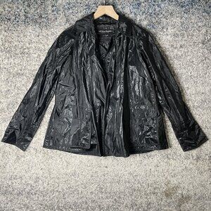 AllSaints Spitalfields Jacket Womens Eight Black Shiny Crinkle Lightweight Coat